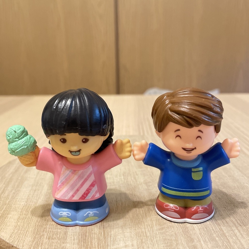Fisher Price Little People Figure Lot 2 Girl Green Ice Cream Cone & Jack
